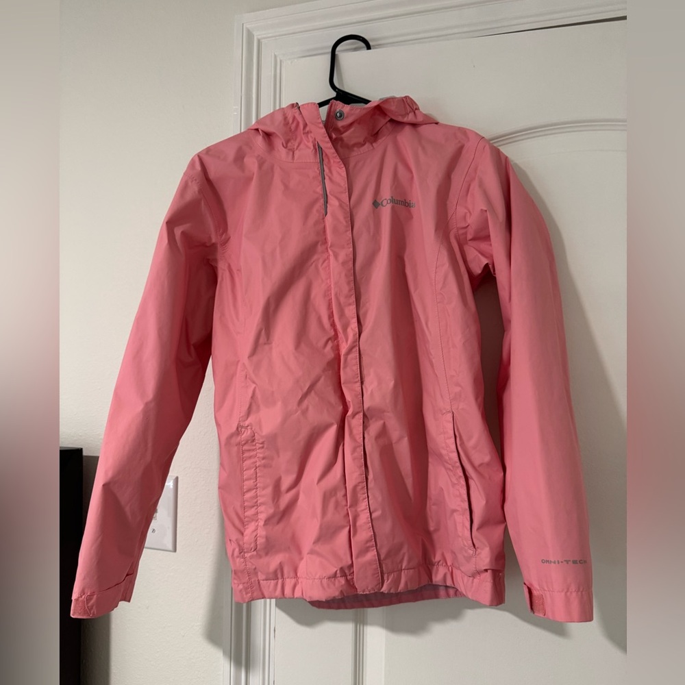 Columbia Girls’ Arcadia Rain Jacket – Pink – Size Large (14/16)